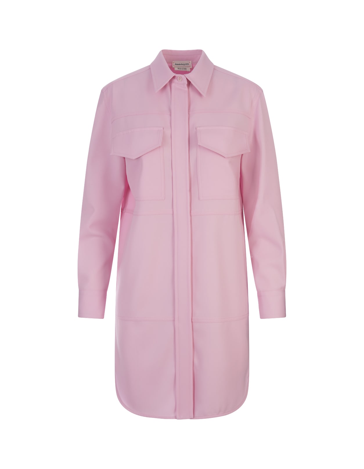 Alexander Mcqueen Pink Wool Mini Dress