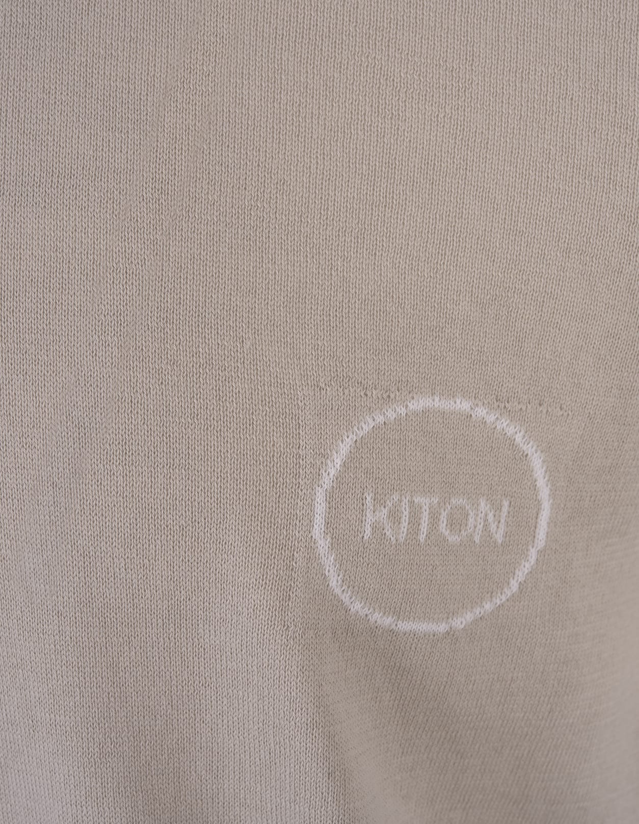 Shop Kiton Taupe Knitted Polo With Logo In Grey