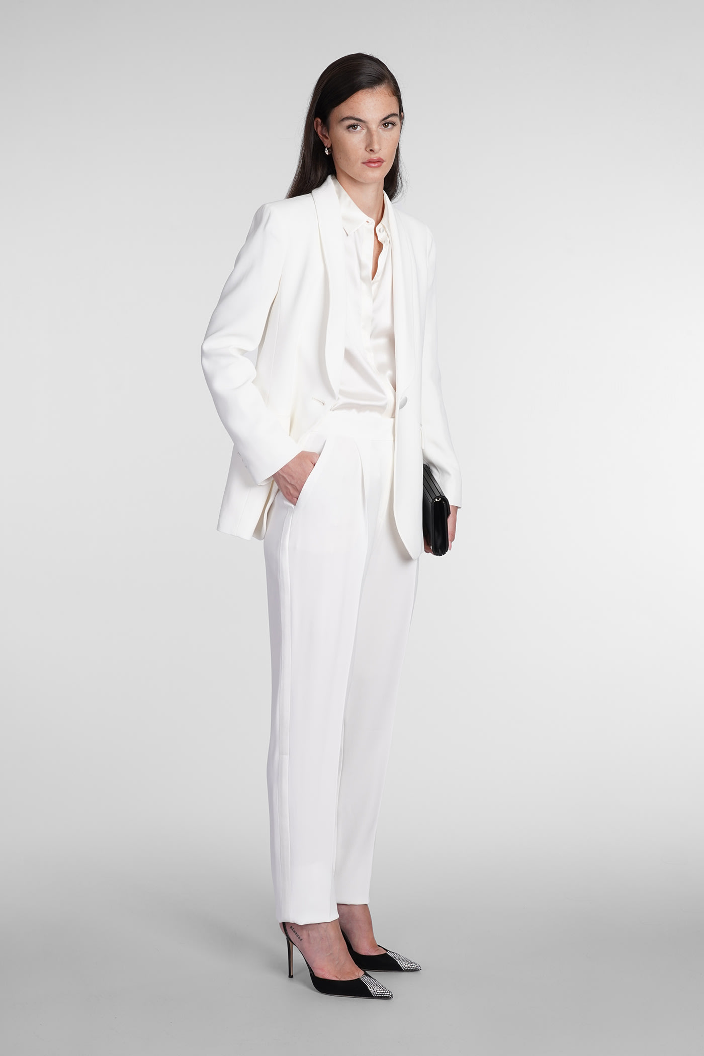 Shop Emporio Armani Darted High-waist Trousers In White