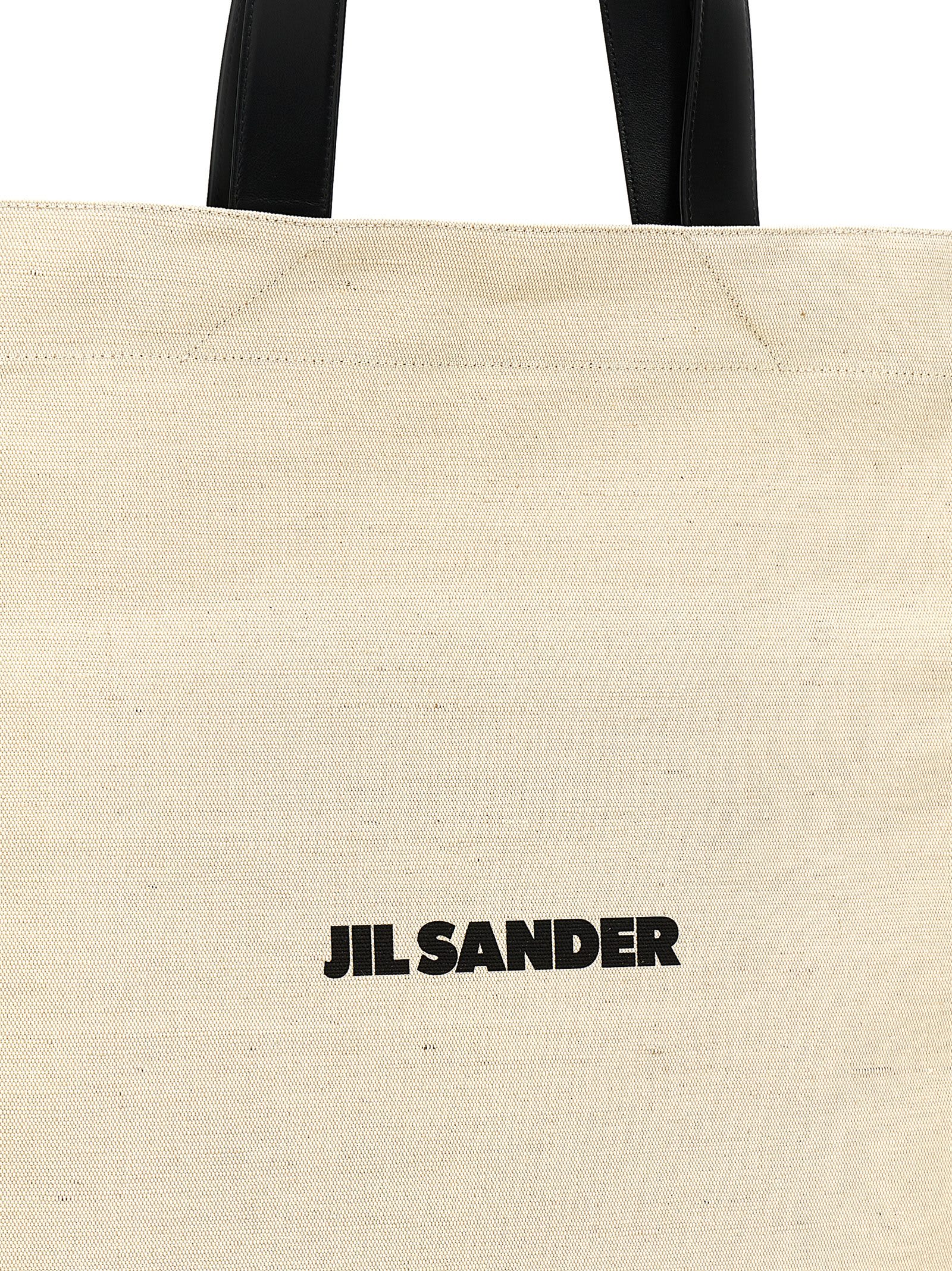 Shop Jil Sander Medium Flat Shopping Bag In White/black