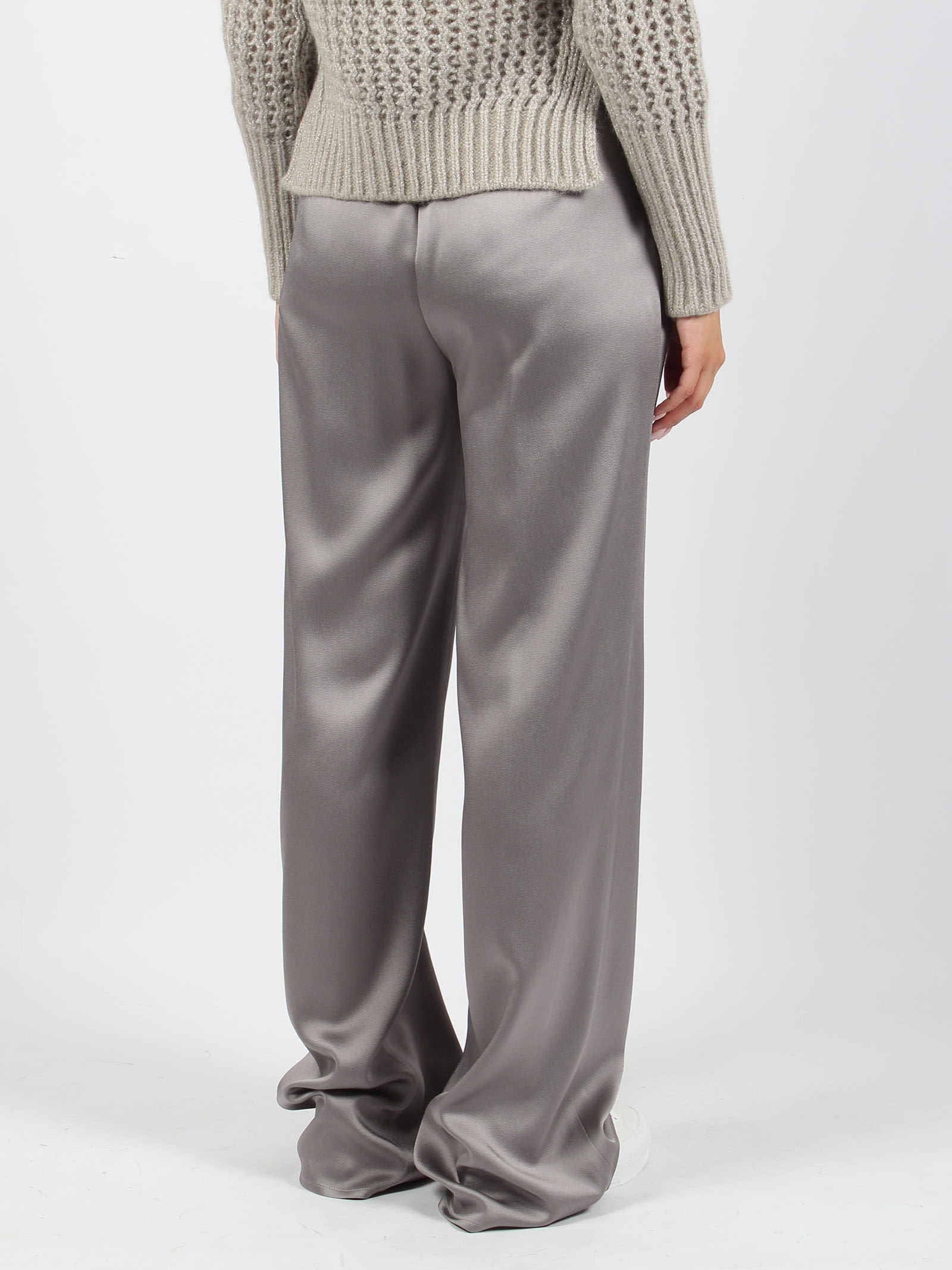 Shop Herno Fluid Satin Trousers In Grey