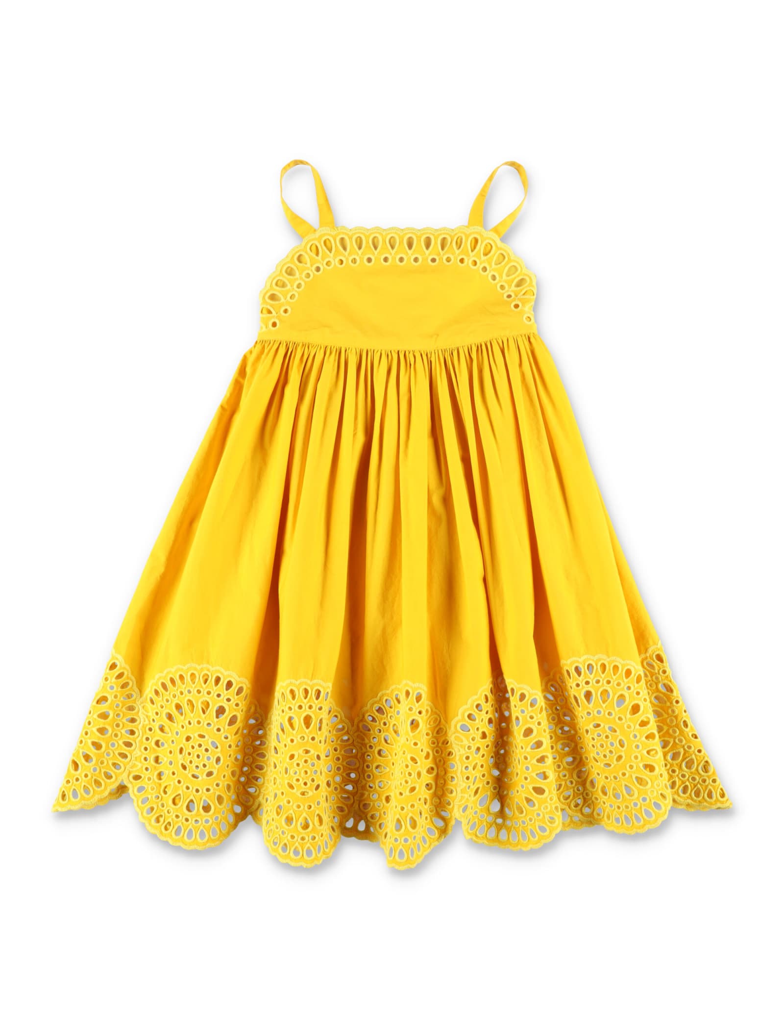 Shop Stella Mccartney Broderie Anglaise Cami Dress In Mustard Yellow