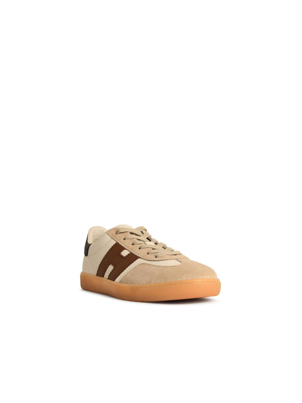Hogan Cool White Leather Sneakers In Brown