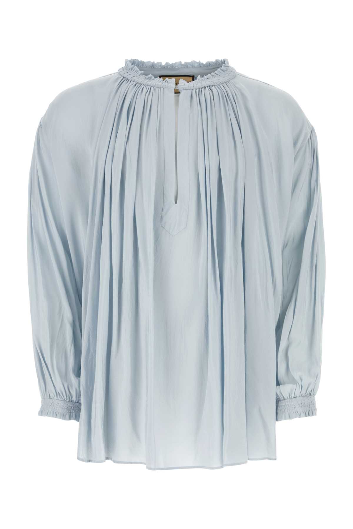 Pastel Light-blue Silk Shirt