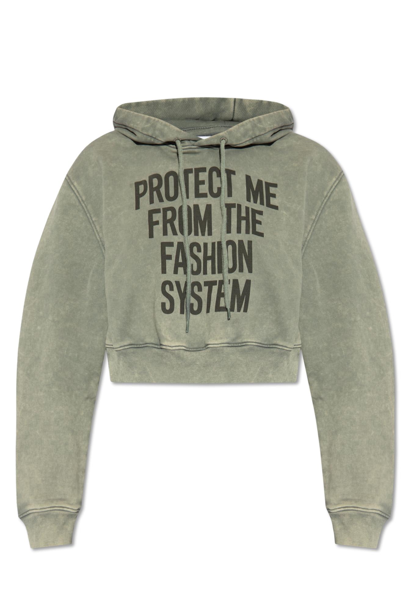 Shop Moschino Printed Hoodie In Grey