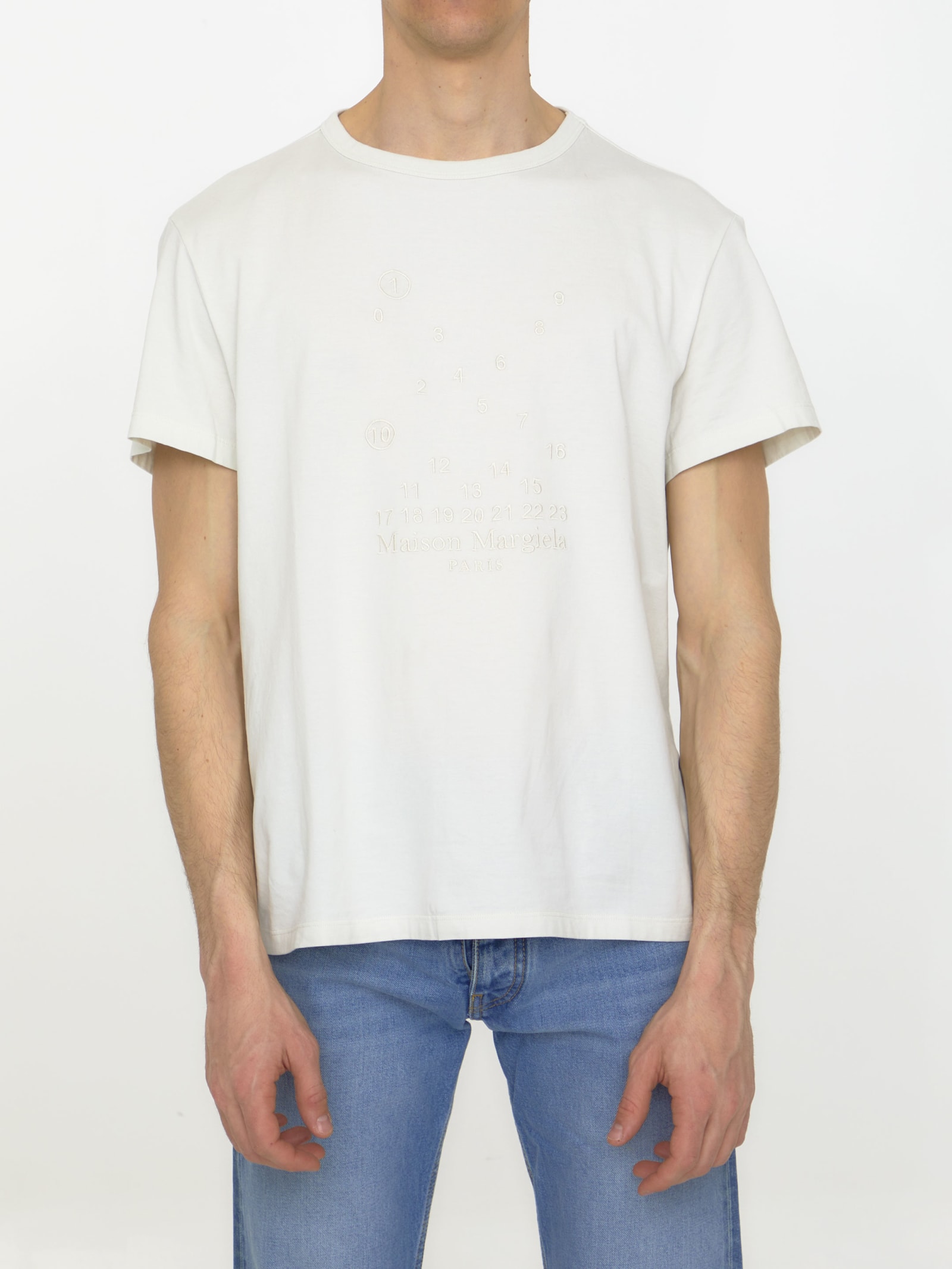 Shop Maison Margiela Numerical Logo T-shirt In White