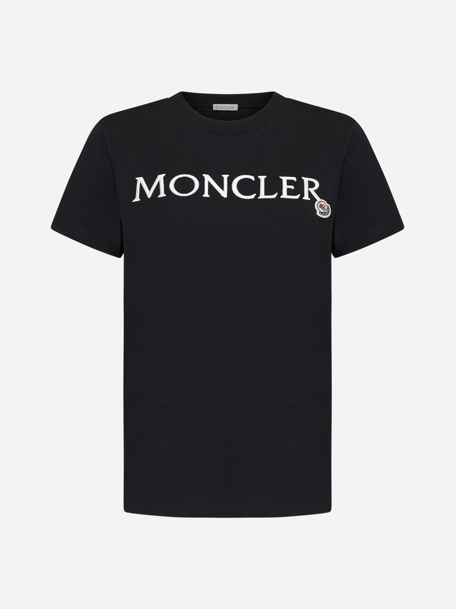 Shop Moncler Logo Cotton T-shirt