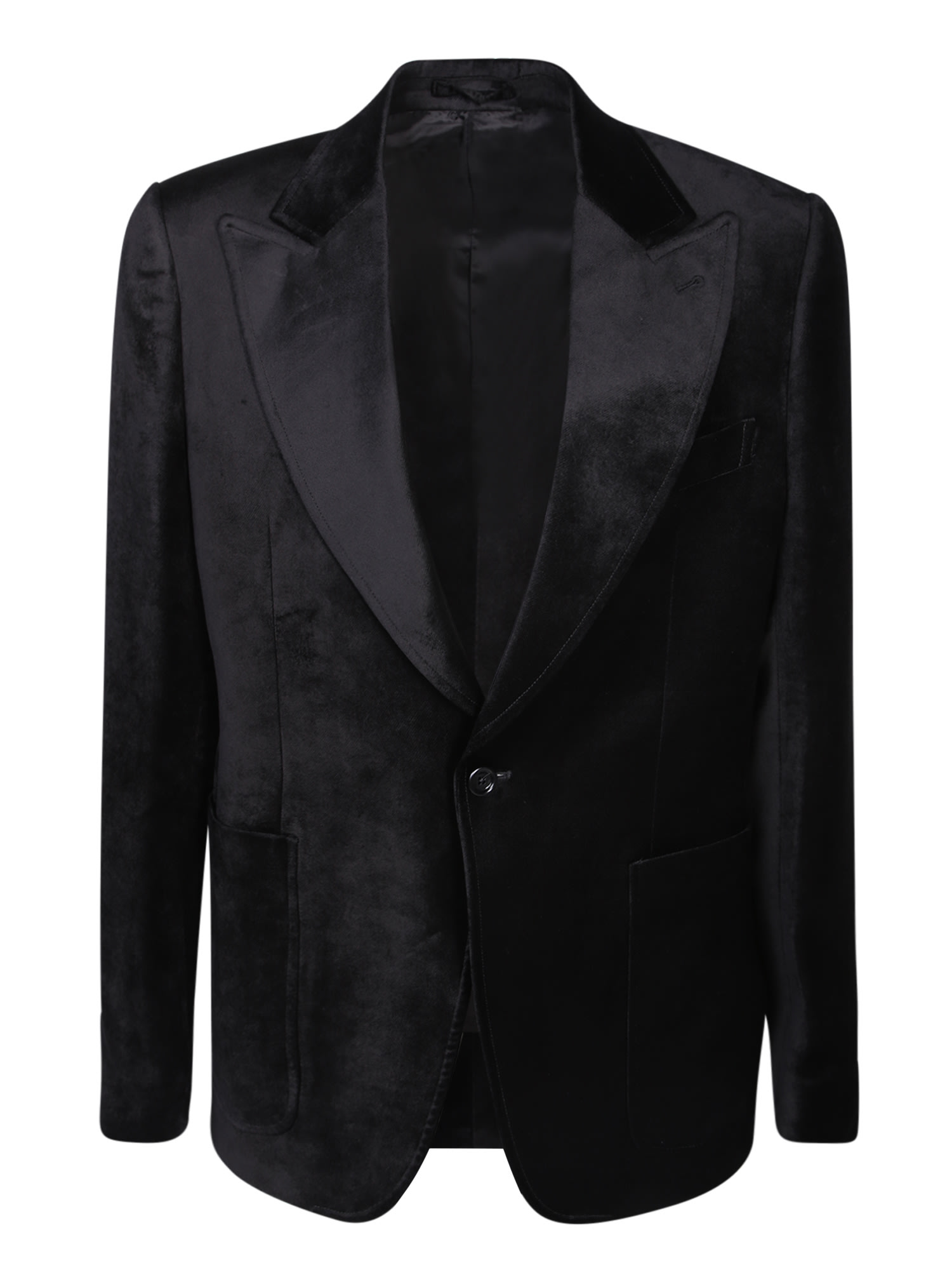 Velvet Single-breasted Blazer