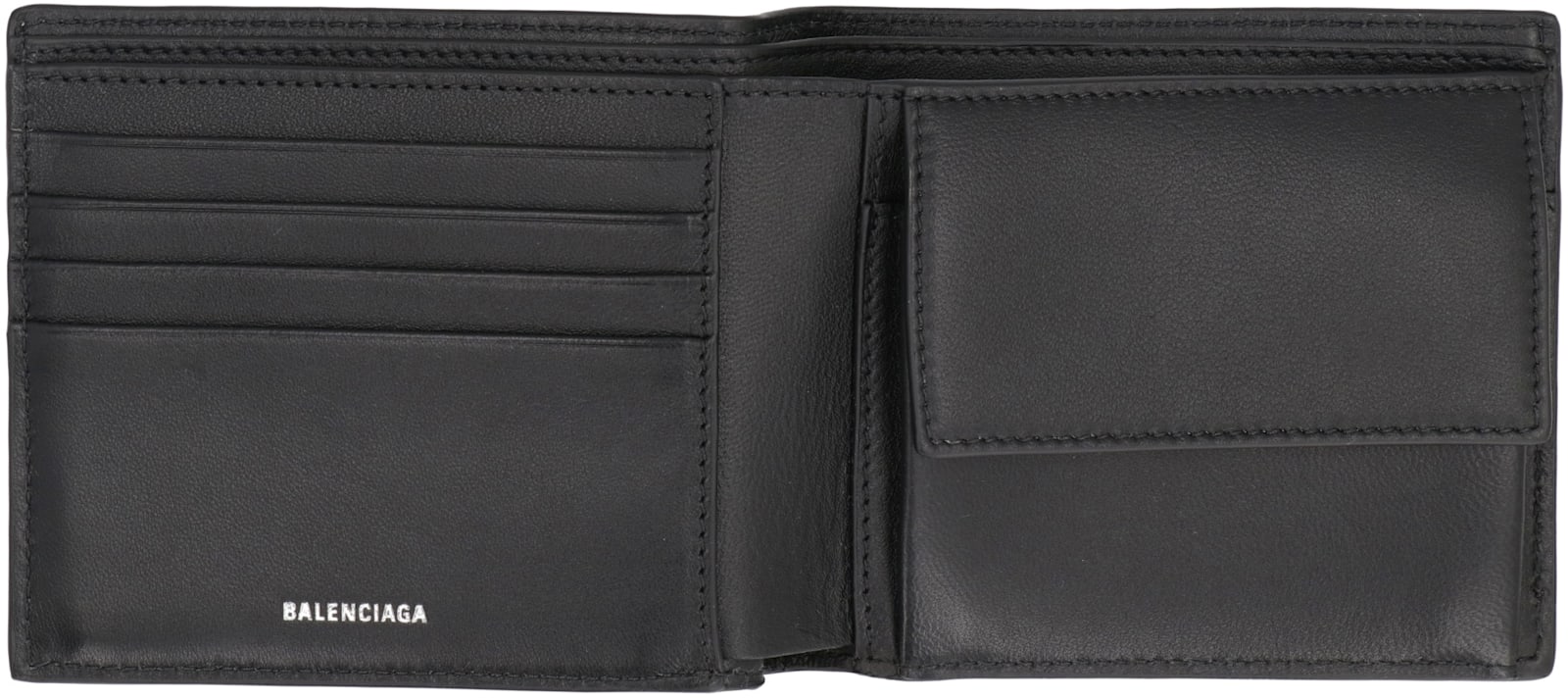 Shop Balenciaga Le Cagole Leather Flap-over Wallet In Black