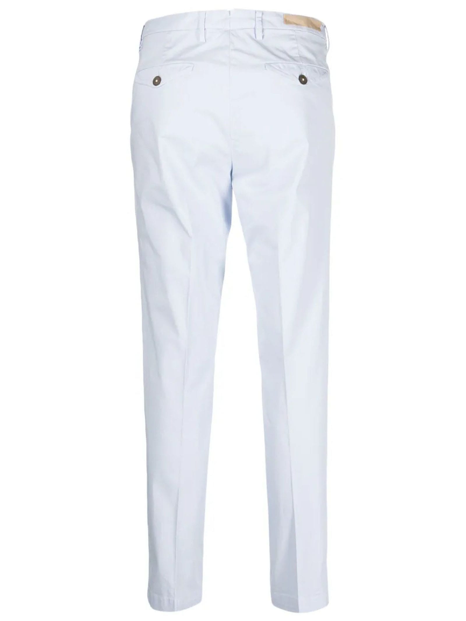 Shop Briglia 1949 White Cotton Trousers In Light Blue