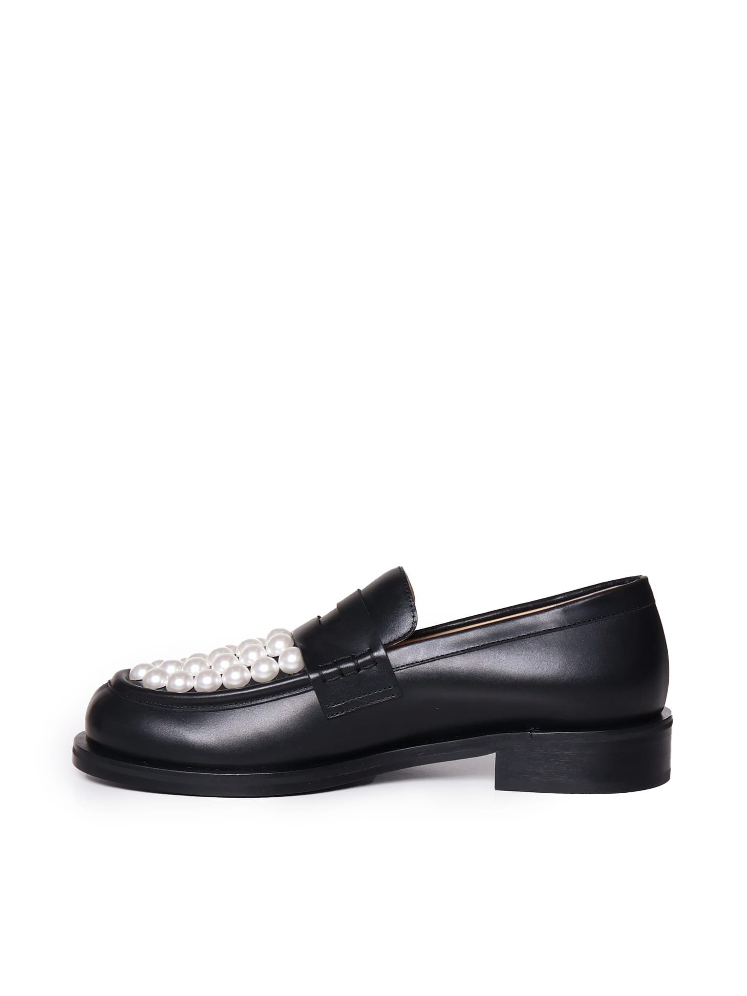 Mach &amp; Mach Calfskin Loafers With Pearls In Black
