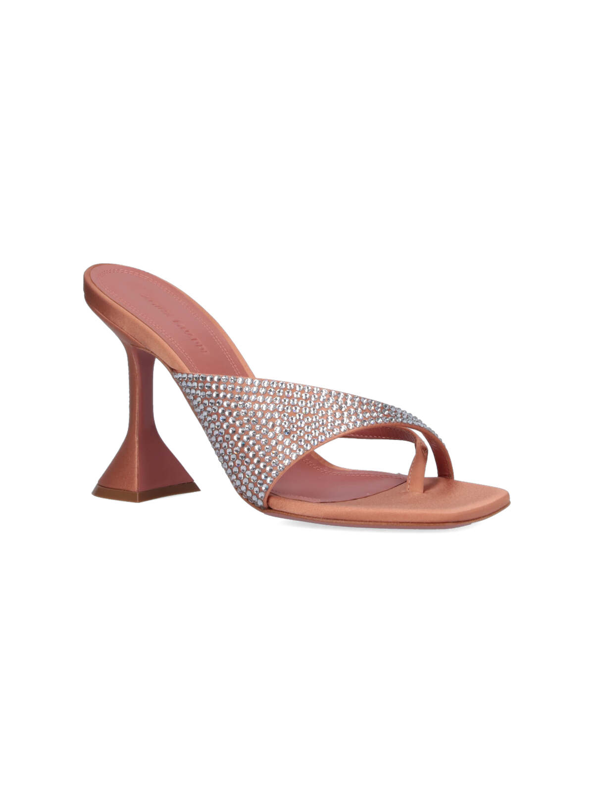Amina Muaddi Woman Thong Sandal Apricot Size 7.5 Textile Fibers In Metallic