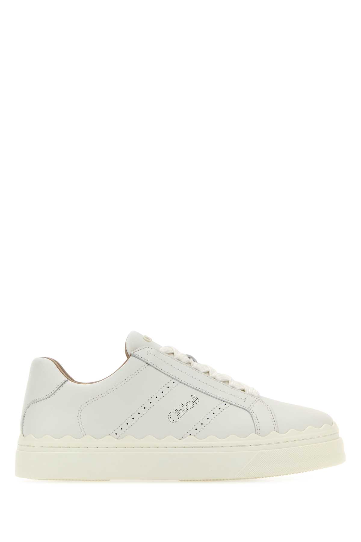 Shop Chloé White Leather Lauren Sneakers