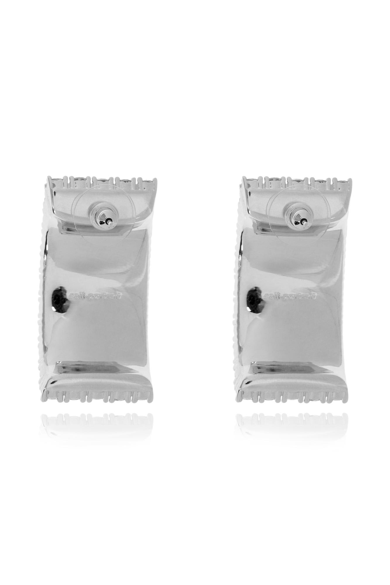 Self-portrait Self Portrait Earrings With Shimmering Crystals In Silver