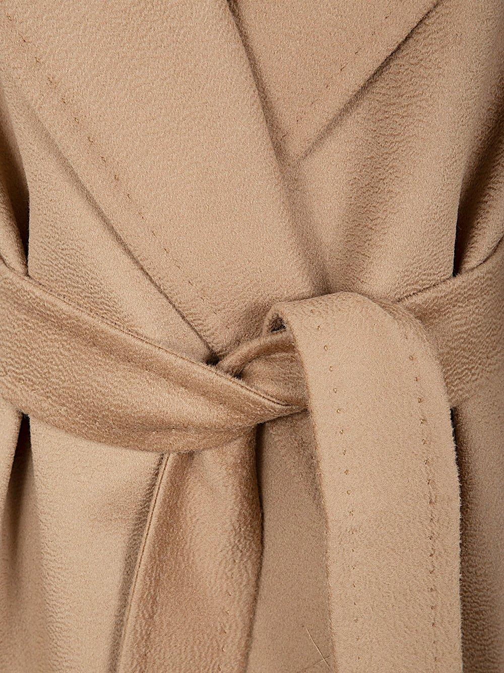 Shop Max Mara Belted Long-sleeved Coat In Cammello