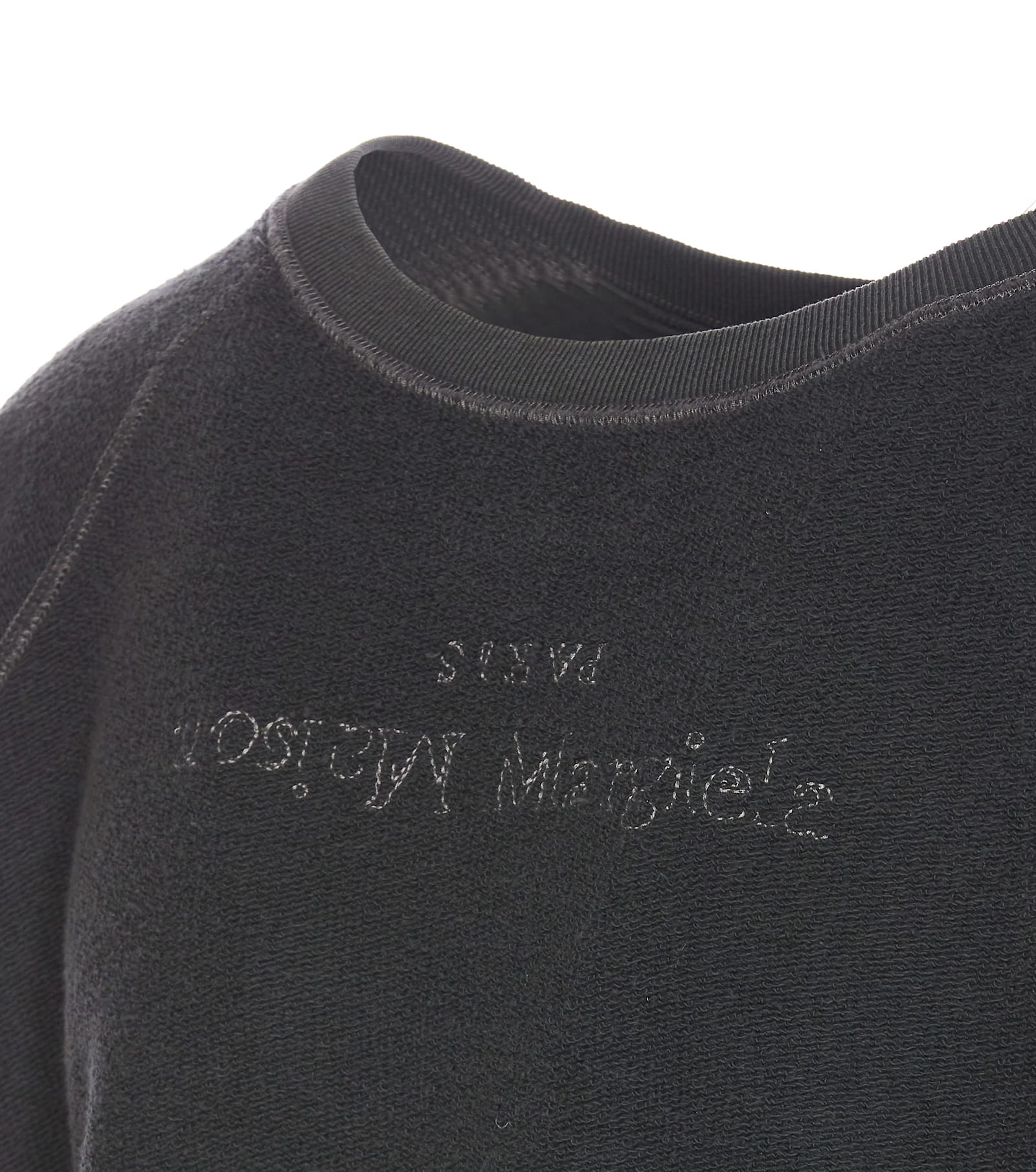 Maison Margiela Faded Black Sweatshirt In Cotton With Logo In Grey