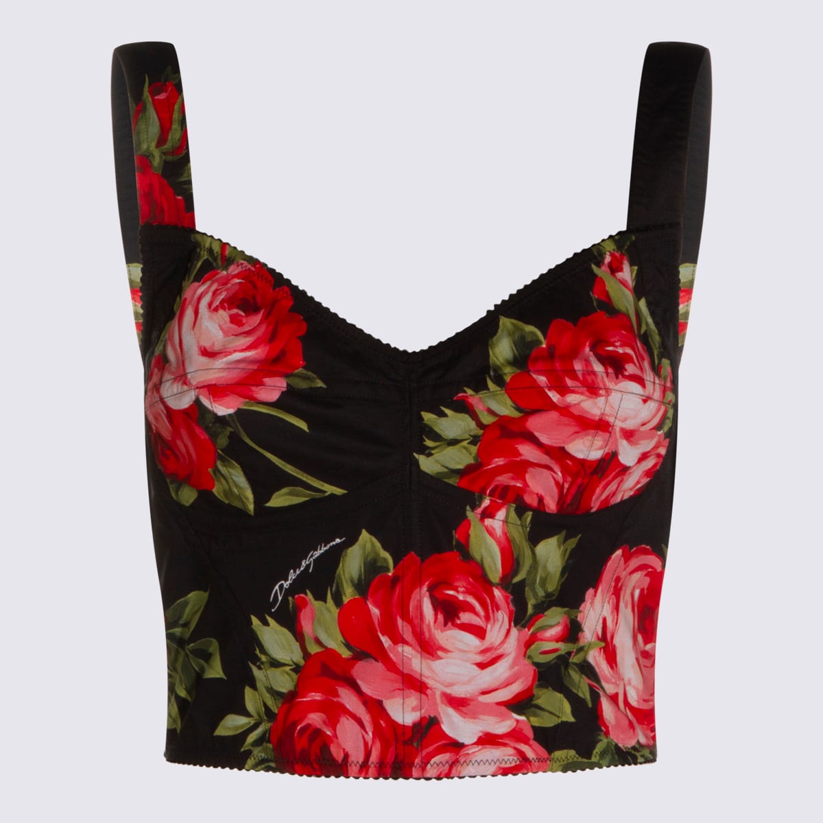 Dolce & Gabbana Black Cotton Top In Multi