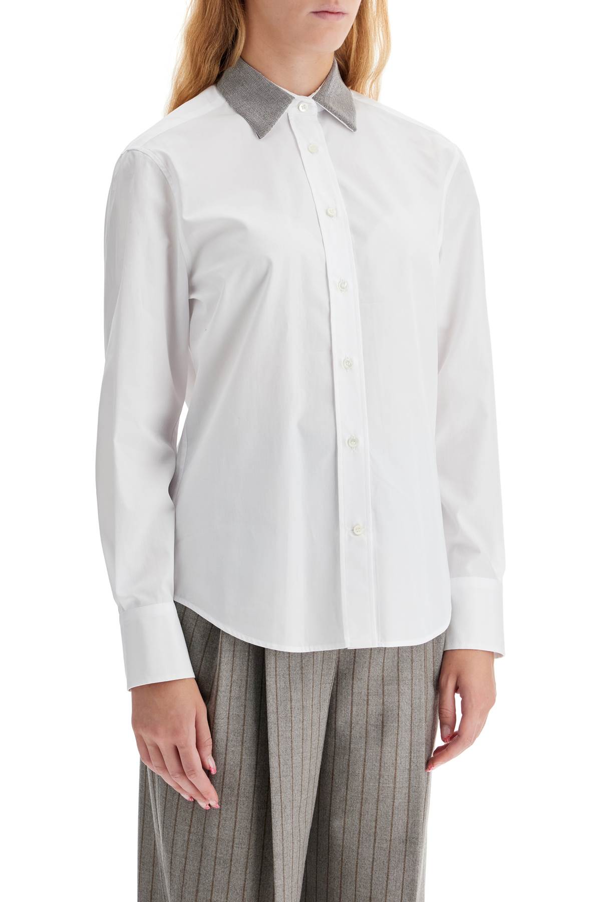 BRUNELLO CUCINELLI WHITE POPLIN SHIRT