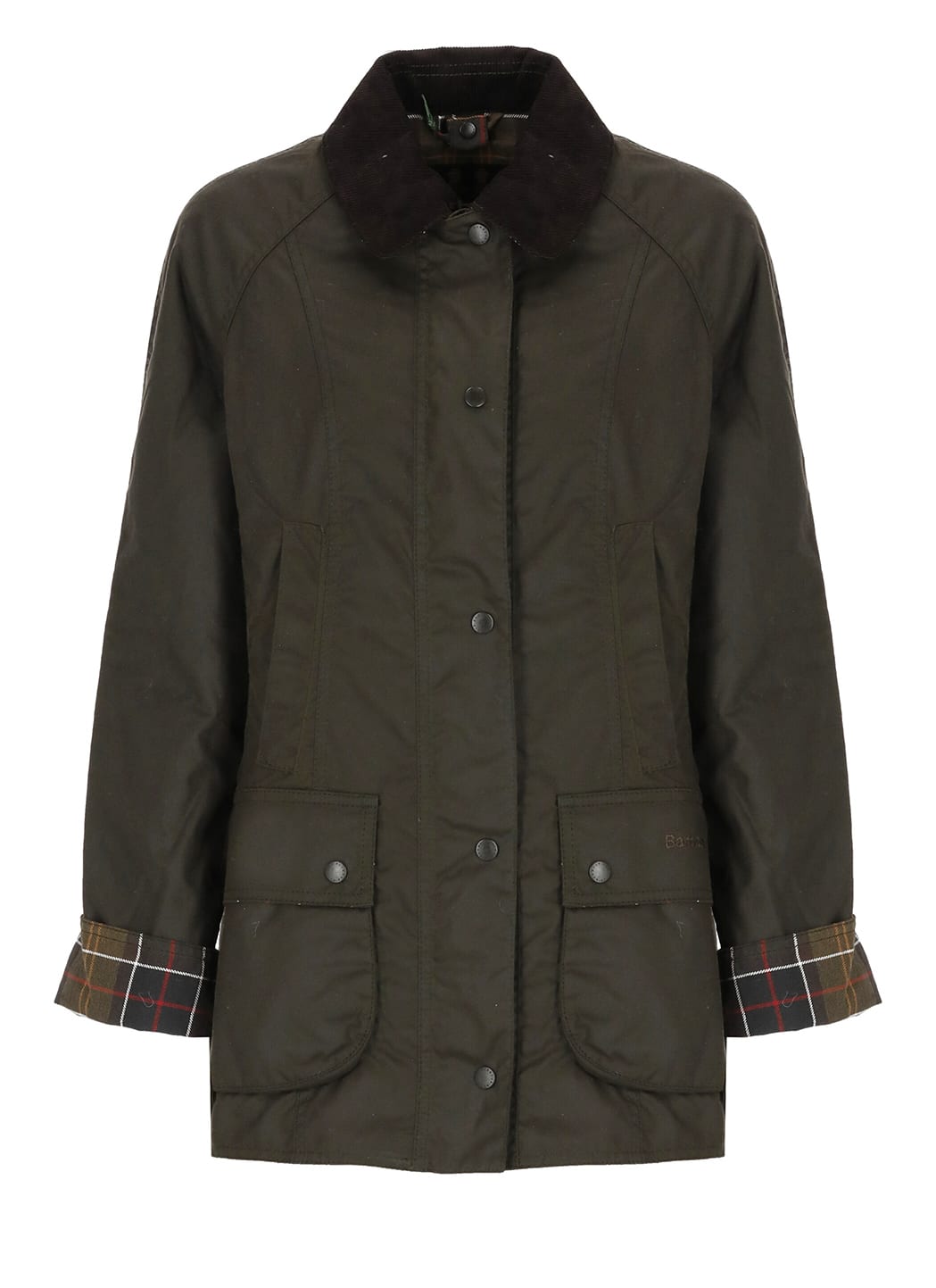 Barbour Corduroy-collar Tartan-cuff Jacket In Green