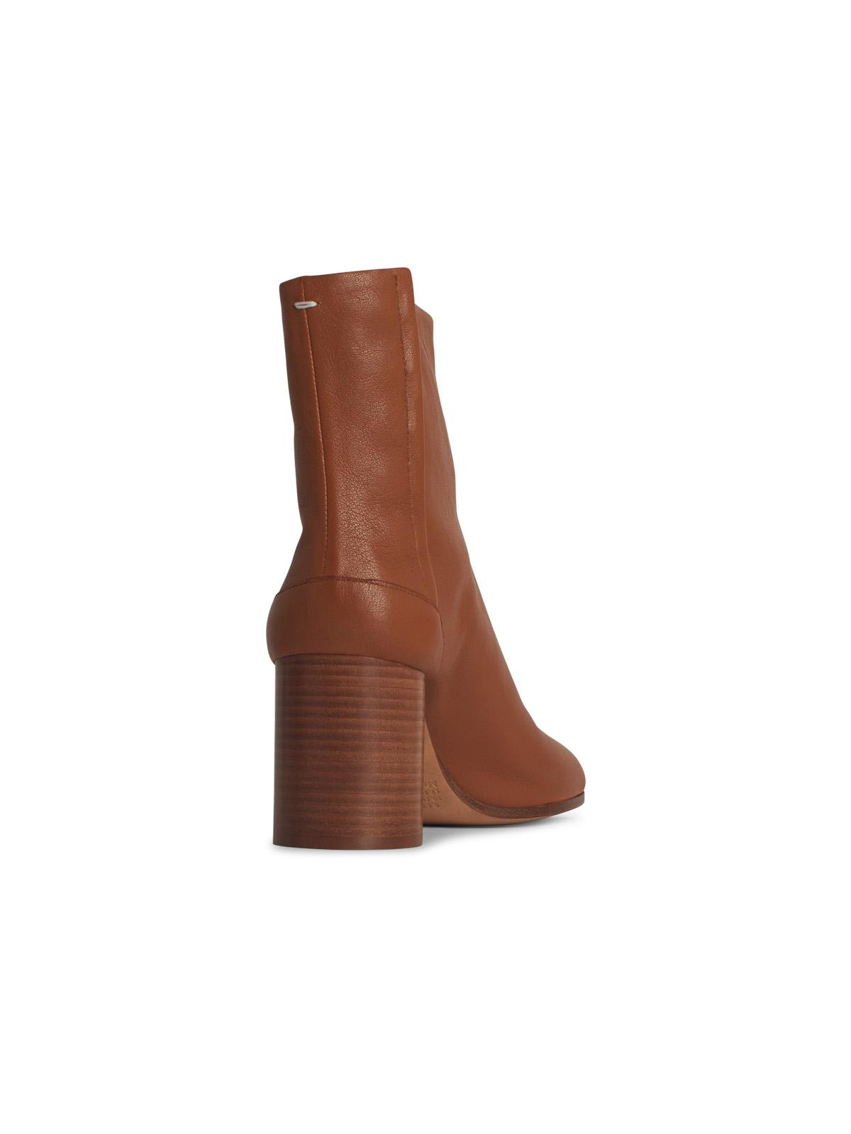 Maison Margiela 'tabi' Brown High Heel Ankle Boots In Brown