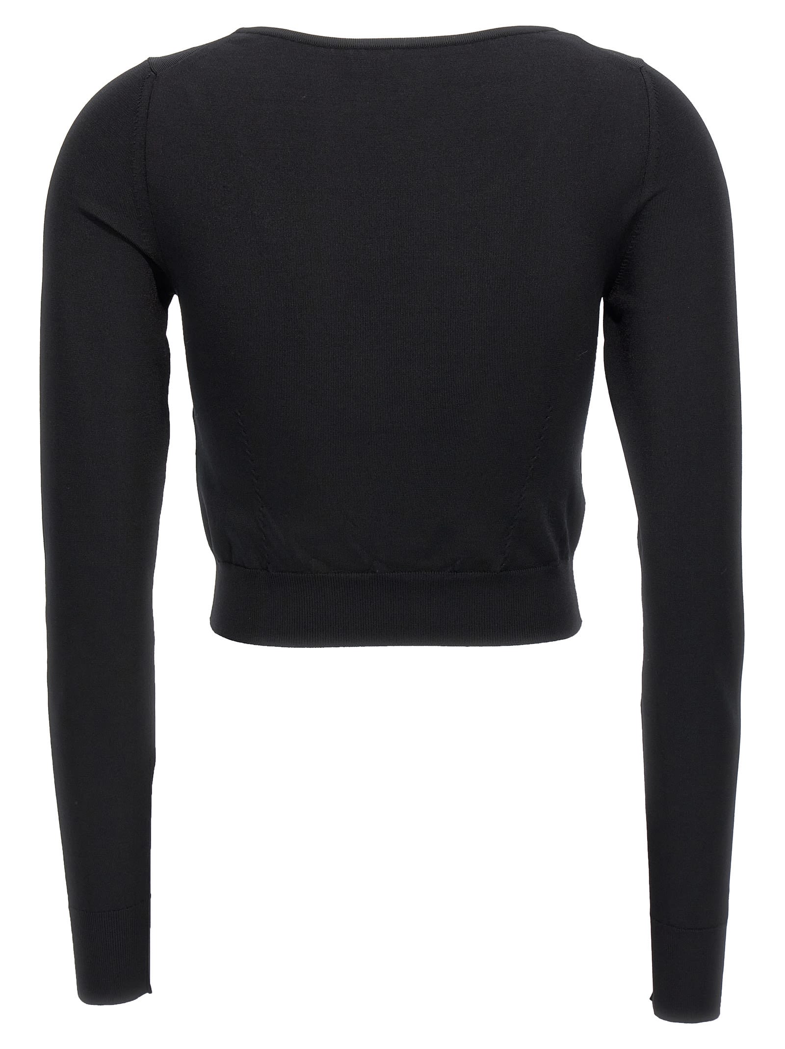 Shop Dolce & Gabbana Logo Cropped Sweater In Black