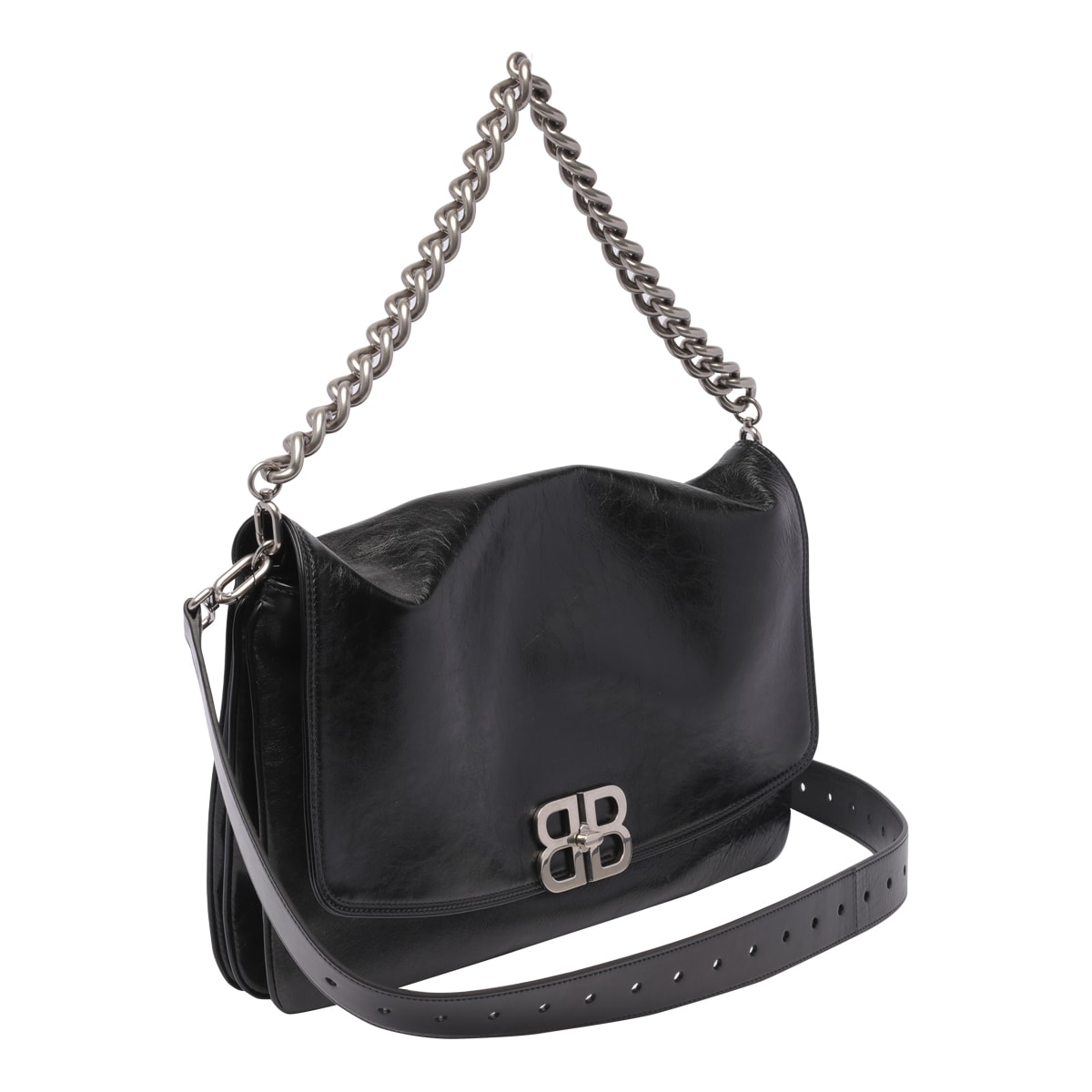 Shop Balenciaga Flap Bb Soft Bag Large In Black