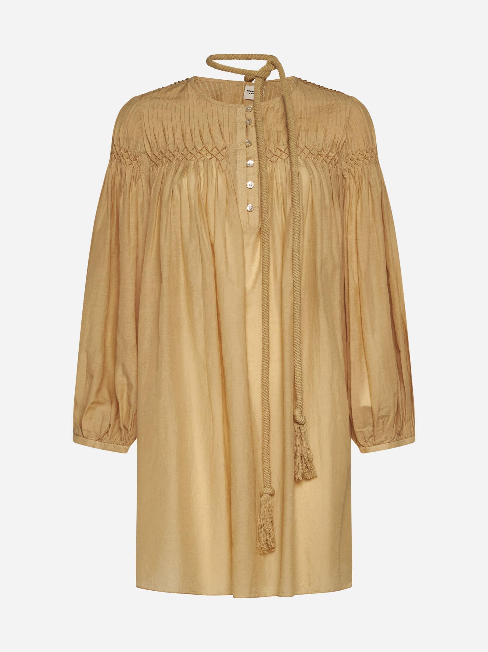 Shop Marant Etoile Adeliani Cotton And Viscose Mini Dress In Beige