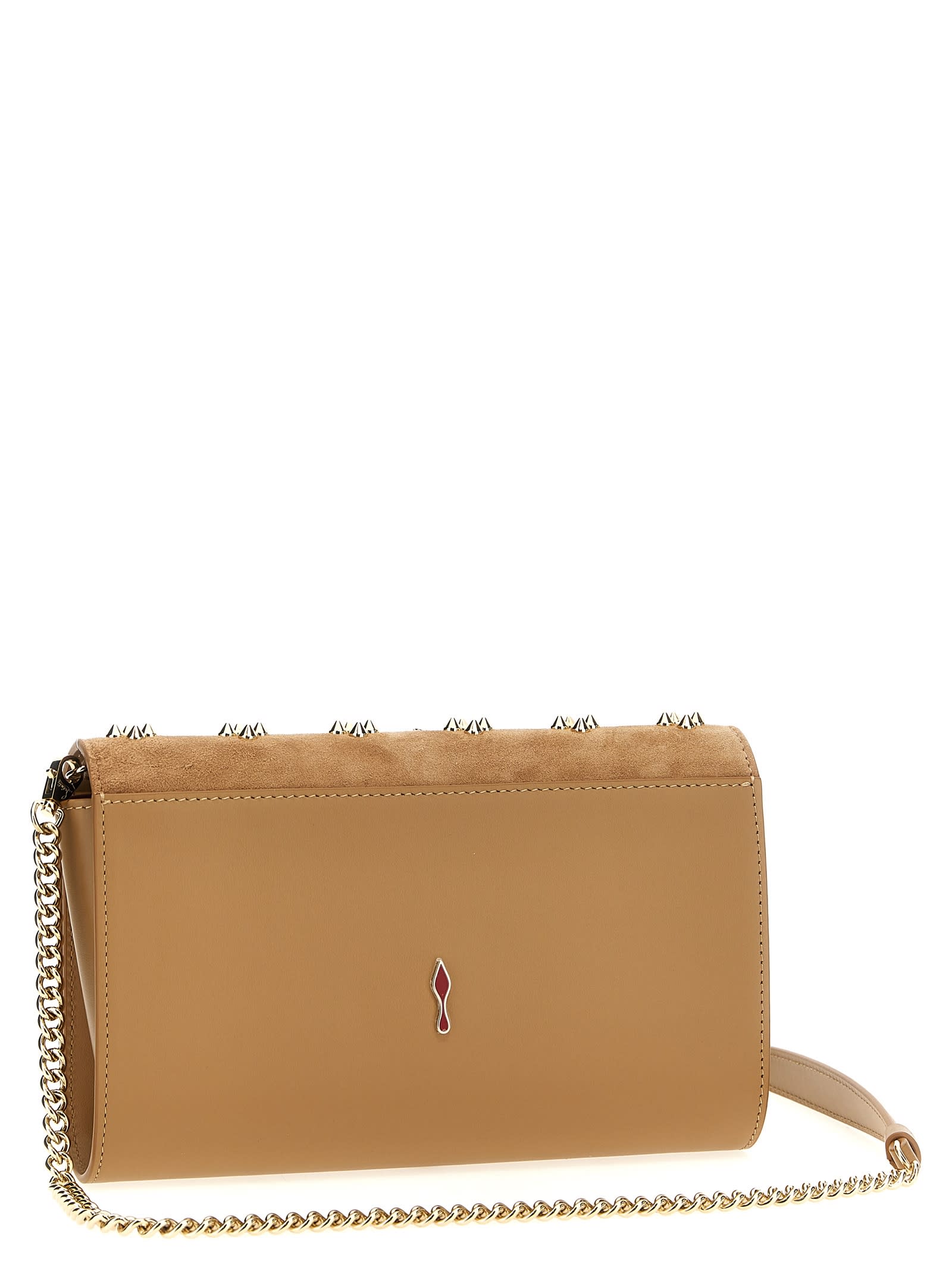 Shop Christian Louboutin Paloma Clutch In Beige