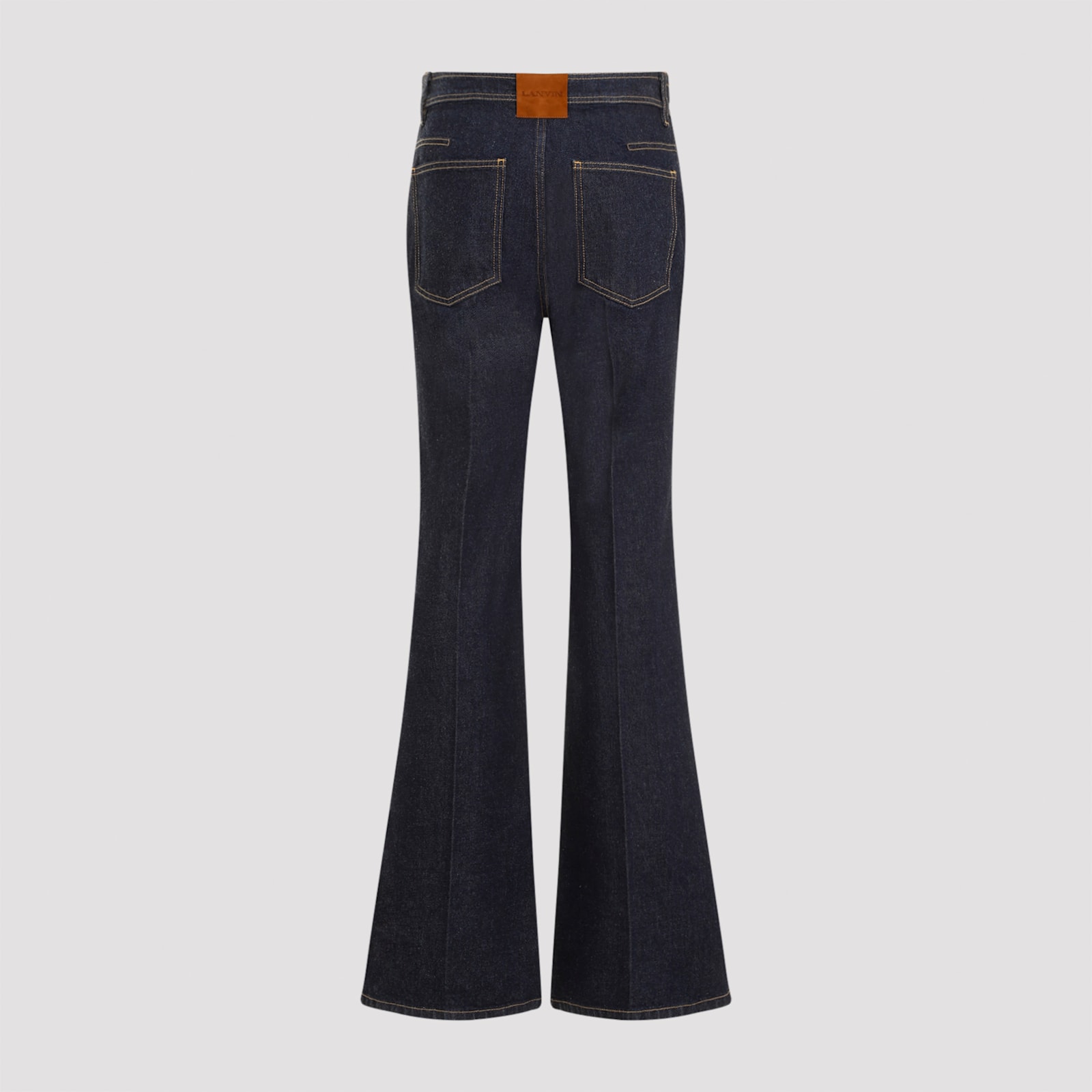 Shop Lanvin Wide Leg Denim Jeans In Navy Blue