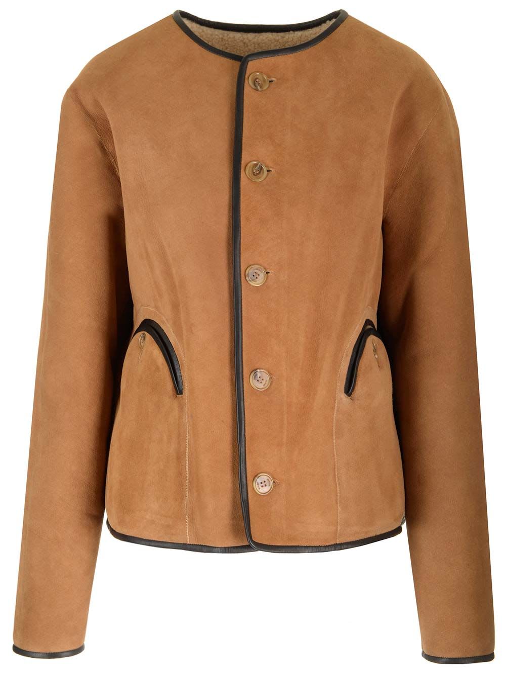 Shop Blazé Milano Tatoosh Gliss Sheepskin Bolero In Beige