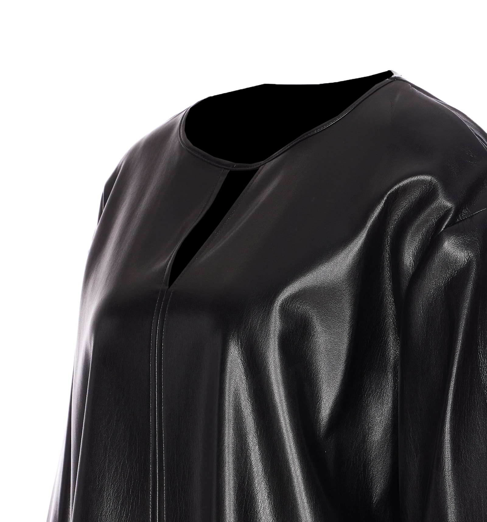 Pinko Short Black Leather-effect Dress In Black