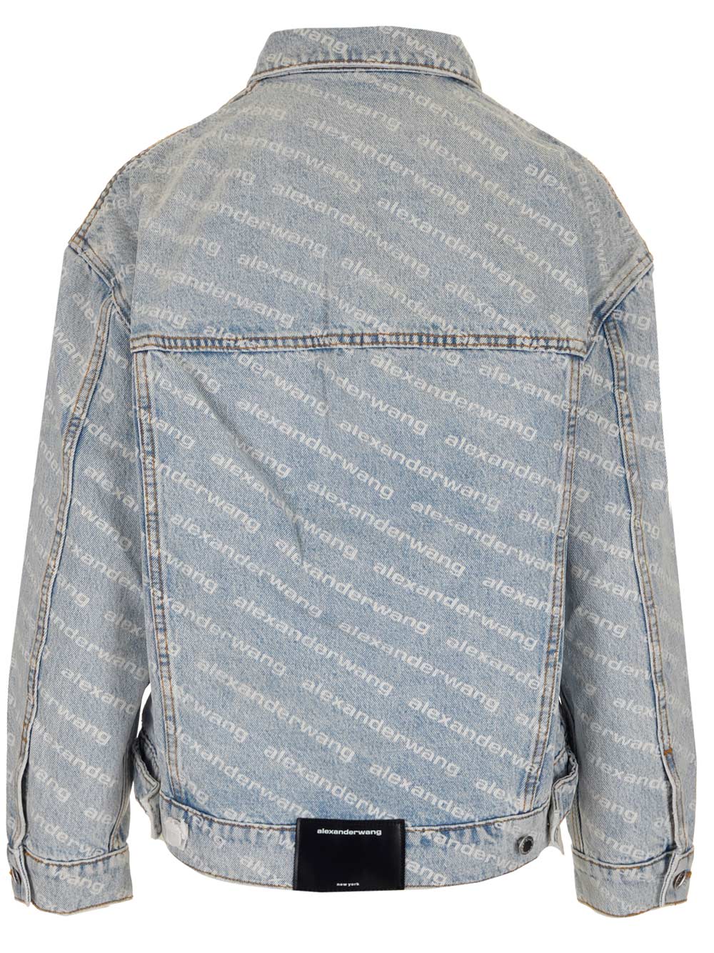 Shop Alexander Wang Denim Buttoned Jacket In Pebble Bleach