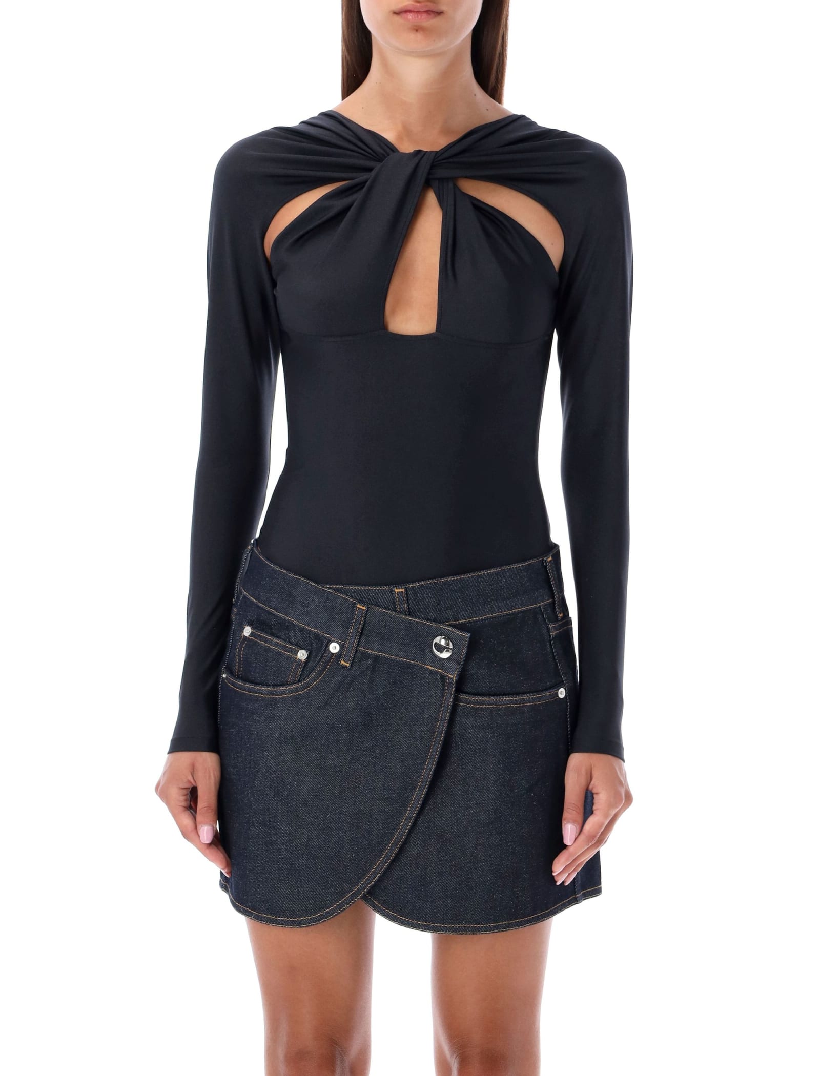 Cut-out Draped Bodysuit