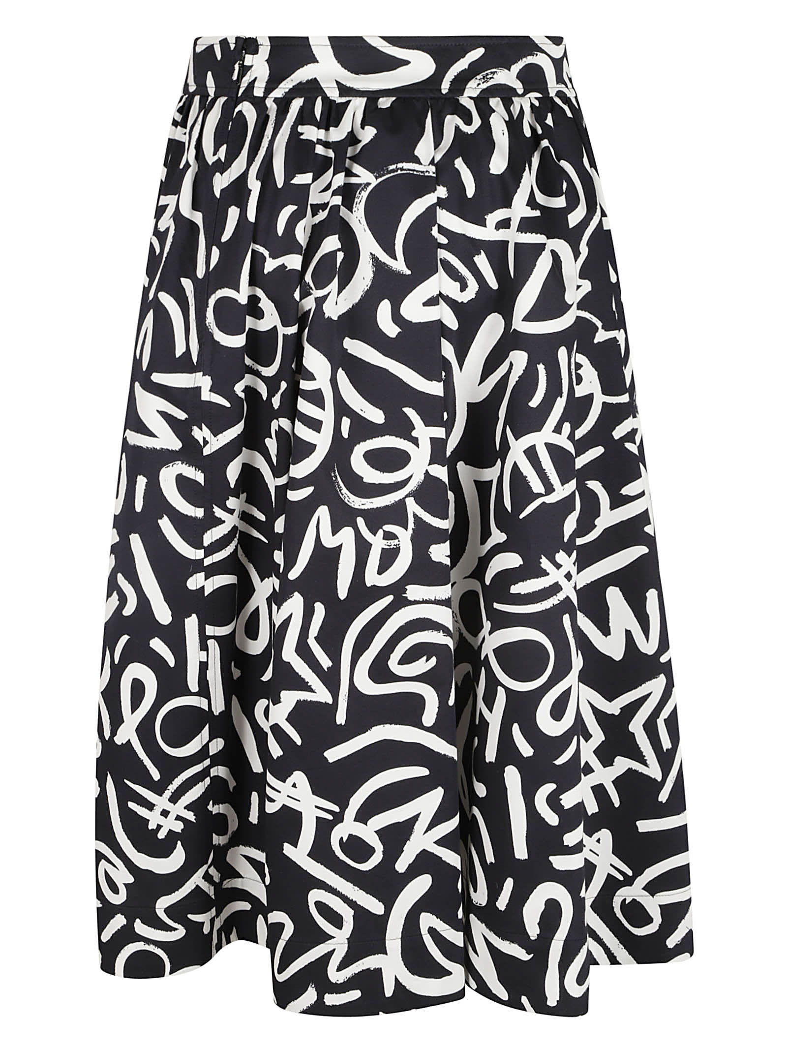 Shop Moschino Monogram Print Skirt In Black