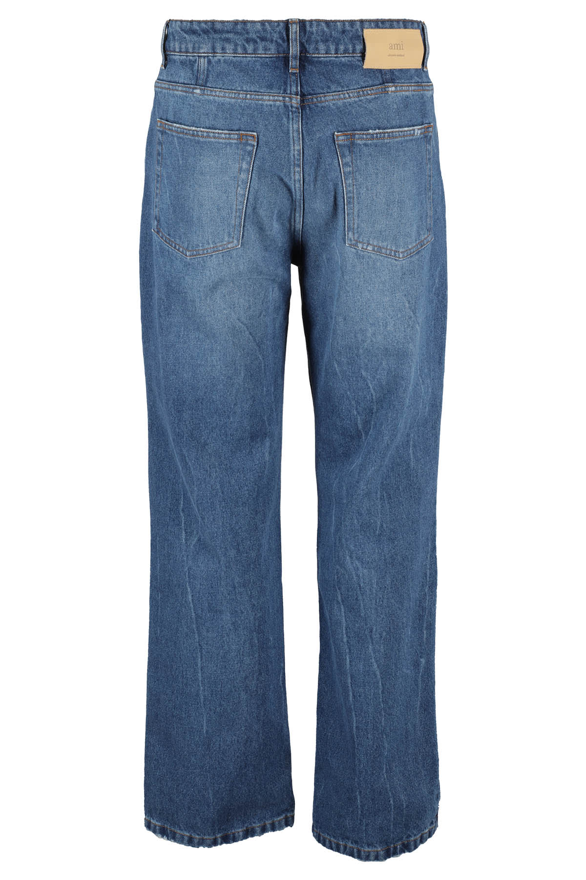 Shop Ami Alexandre Mattiussi Straight Fit Jeans In Used Blue