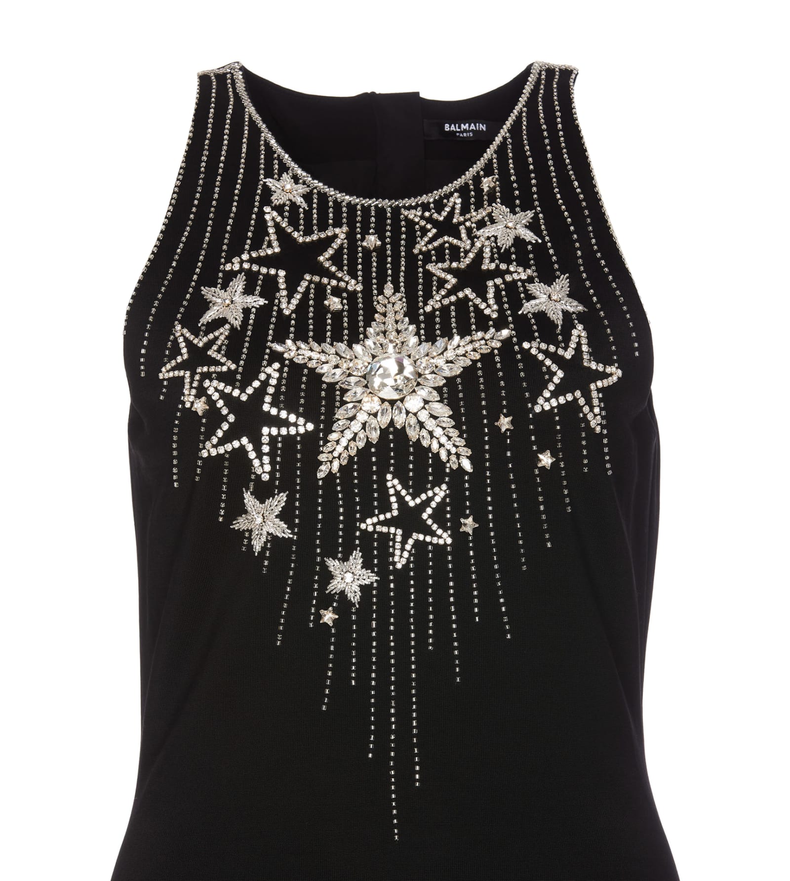 Shop Balmain Embroidered Mini Dress Stars Motiv In Black