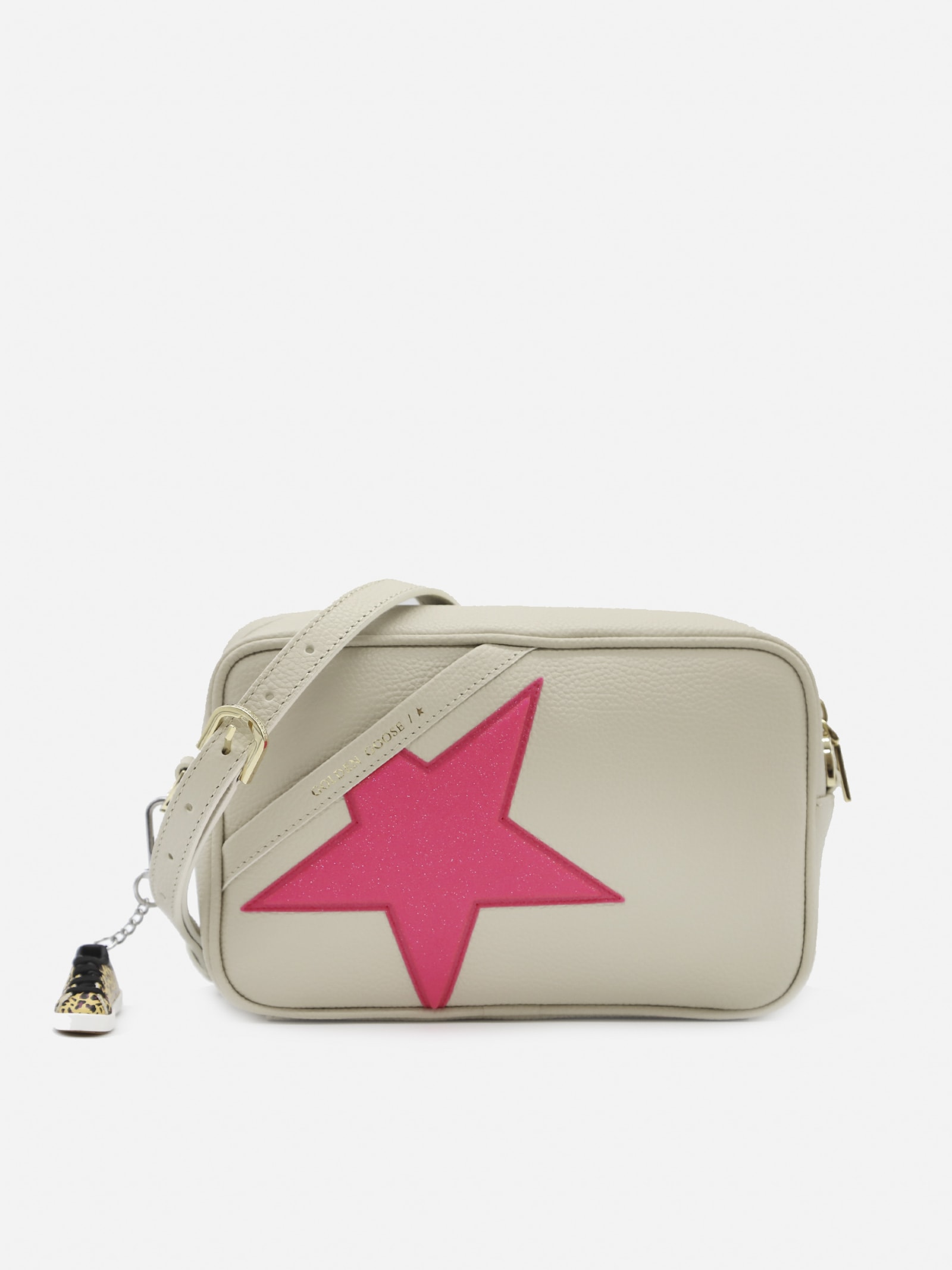 Golden Goose Star Shoulder Bag In Textured Leather And Glitter Inserts