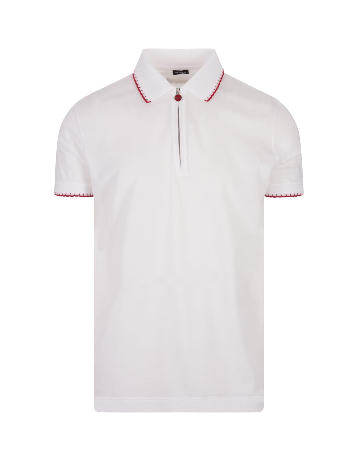 White Piqué Polo Shirt With Zip
