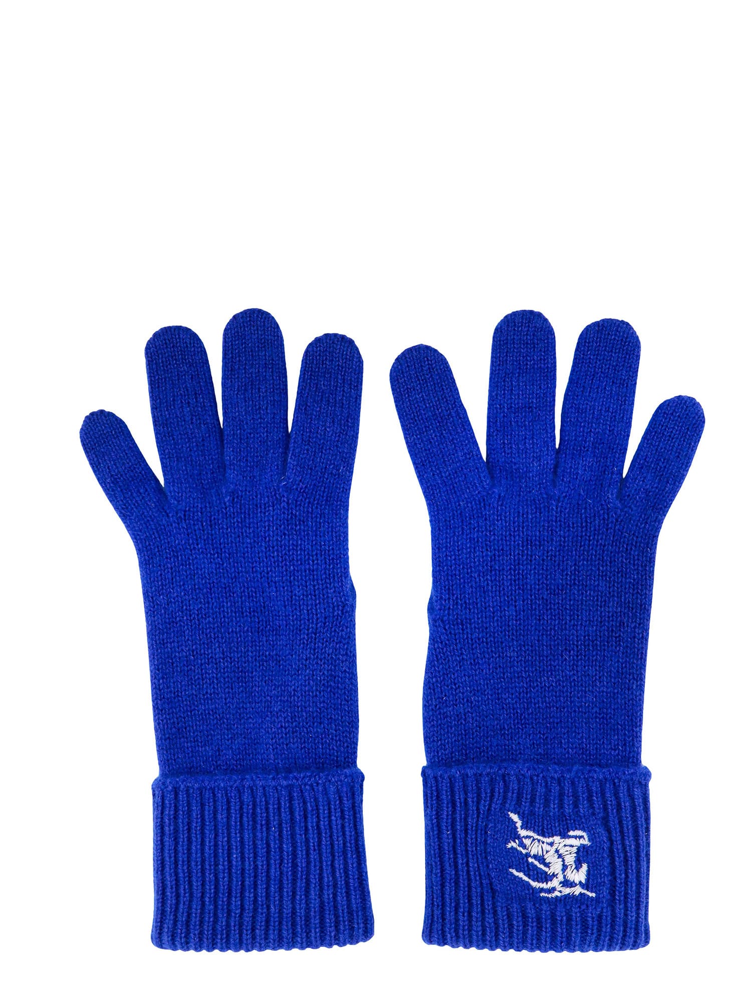 Shop Burberry Gloves In Blue