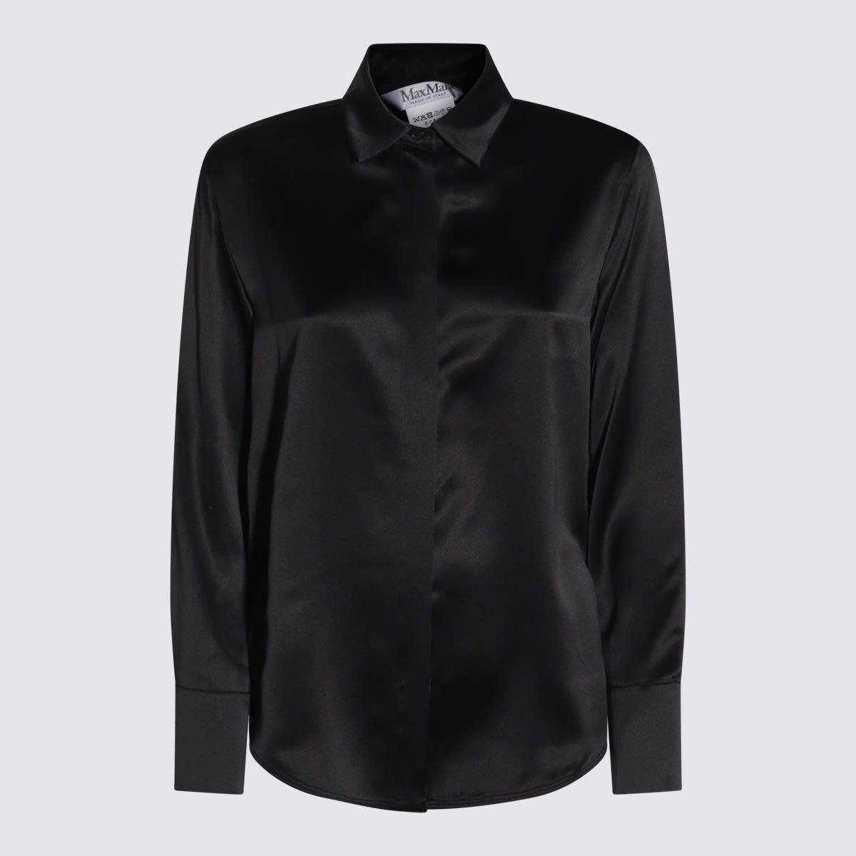 Max Mara Silk Satin Shirt In Black