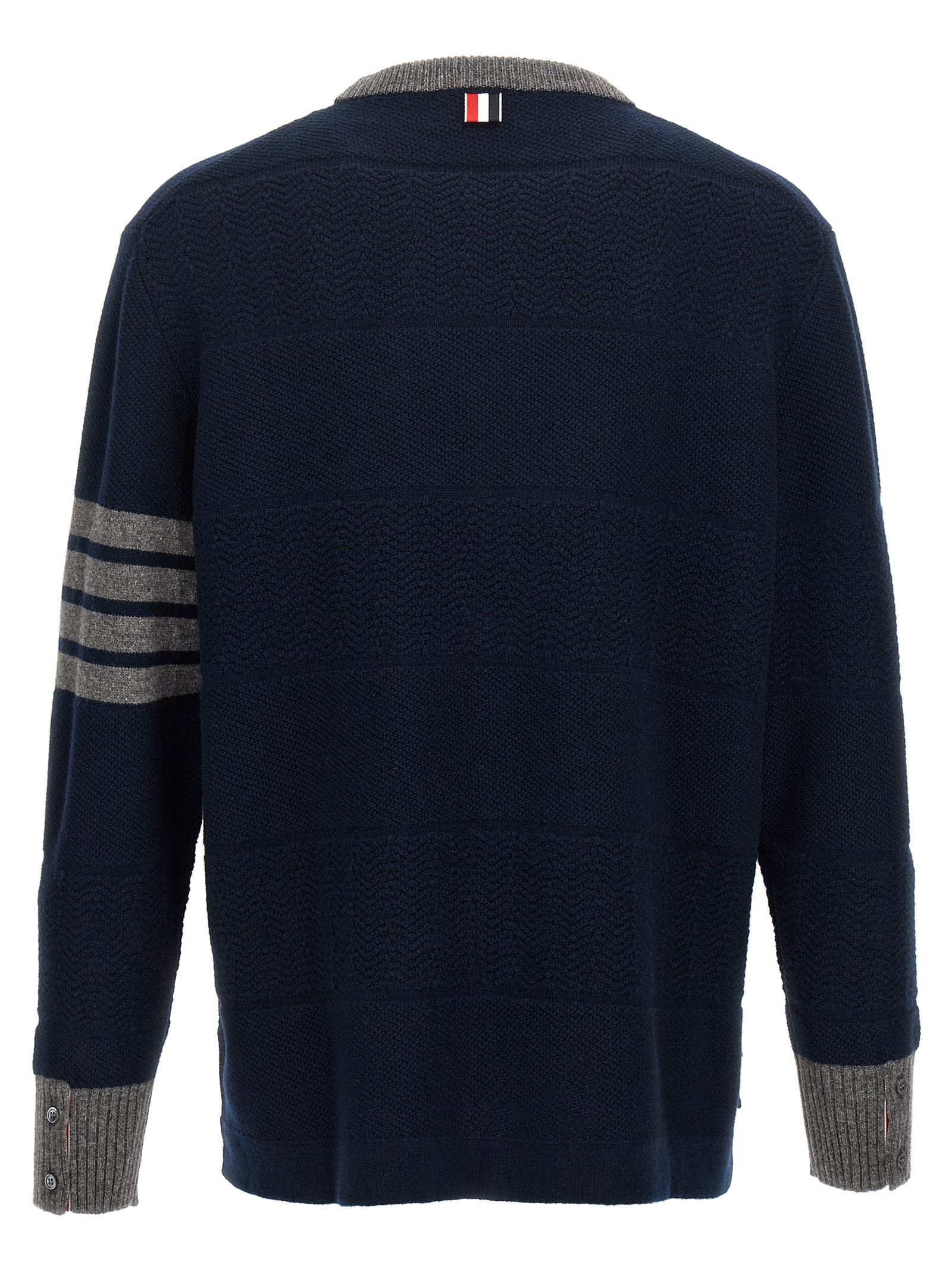 THOM BROWNE TEXTURED RUGBY STRIPE SWEATER