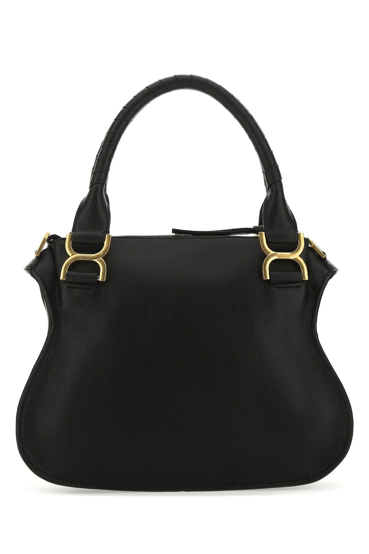 Chloé Marcie Medium Leather Handbag With Removable Shoulder Strap In Black