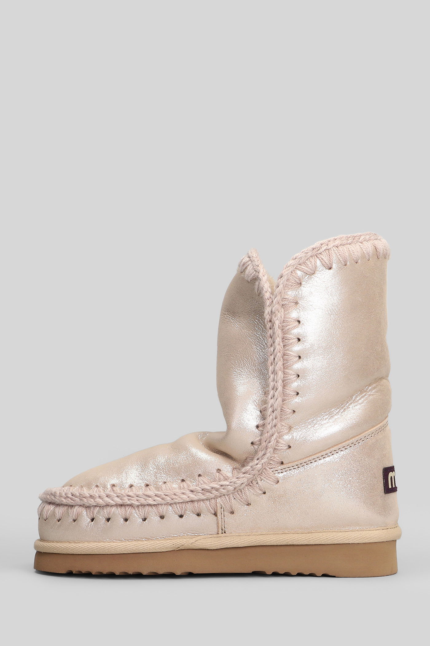 Mou Eskimo 24 Low Heels Ankle Boots In Rose-pink Glitter In Pink