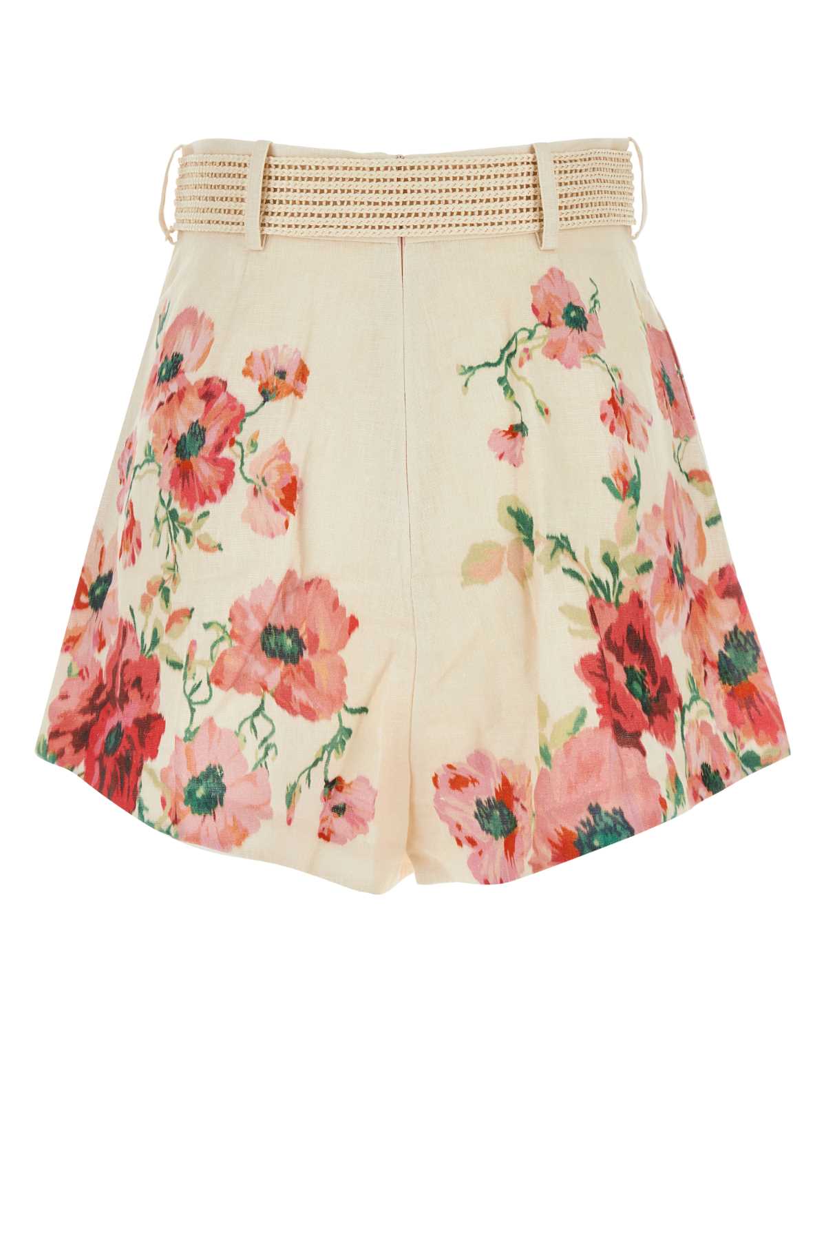 Shop Zimmermann Printed Linen Lightburst Tuck Shorts In Creamredfloral