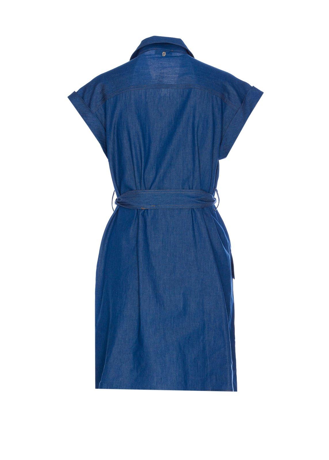 Liu •jo Belted Denim Mini Dress With Waist Tie
