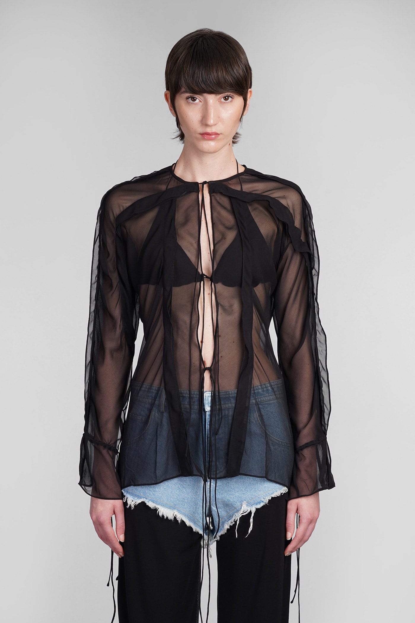 Shop Christopher Esber Shirt In Black Silk