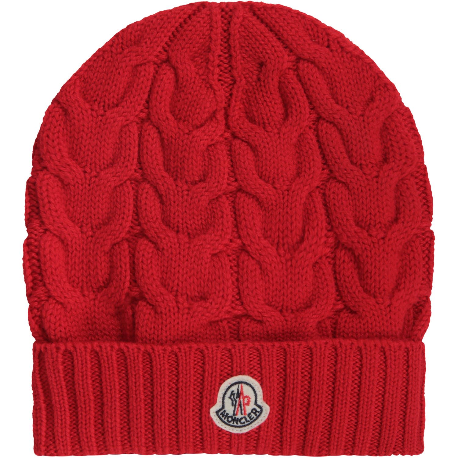 Moncler Moncler Red Kids Hat With Iconic Patch - Red - 11036452 | italist