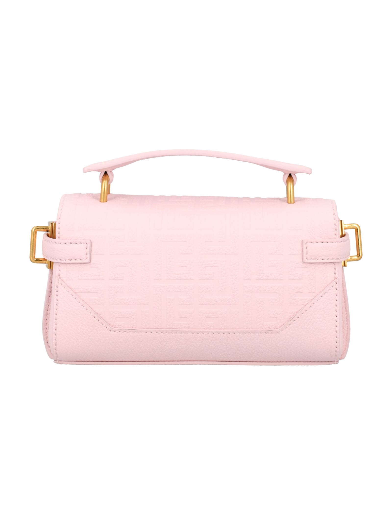 Shop Balmain B-buzz 19 Embossed Bag In Rosa Chiaro