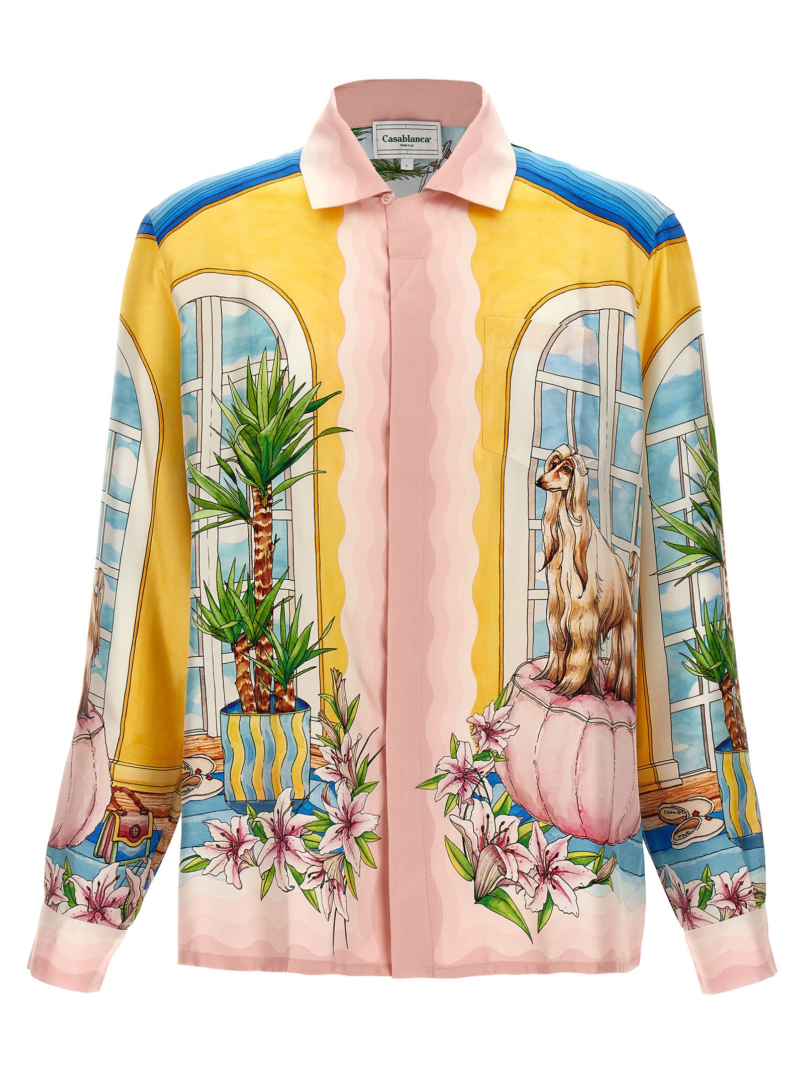 Shop Casablanca Appartement Dans Les Airs Silk Shirt In Multicolor