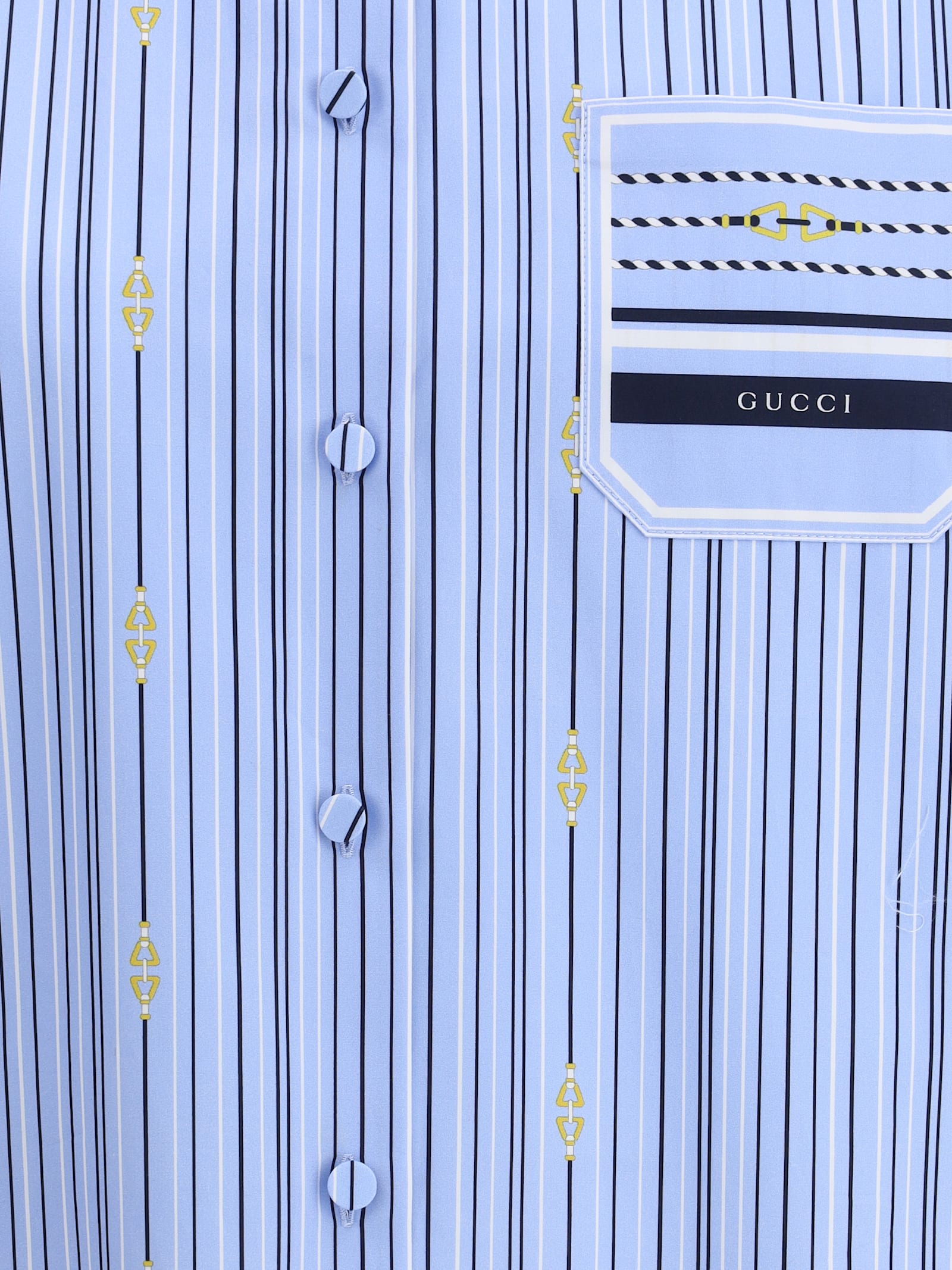 Gucci Horsebit Striped Cotton Shirt